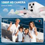 Mini Drone for Kids and Beginners With Cool LED Light - Drone with Camera 1080HD, 3D Flip, Altitude-Hold, Headless Mode, 3 Speed Modes, Easy to fly Kids Gifts Toys With 2 Batteries for Boys and Girls(White)