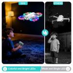 Mini Drone for Kids and Beginners With Cool LED Light - Drone with Camera 1080HD, 3D Flip, Altitude-Hold, Headless Mode, 3 Speed Modes, Easy to fly Kids Gifts Toys With 2 Batteries for Boys and Girls(White)