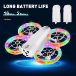 Mini Drone for Kids and Beginners With Cool LED Light - Drone with Camera 1080HD, 3D Flip, Altitude-Hold, Headless Mode, 3 Speed Modes, Easy to fly Kids Gifts Toys With 2 Batteries for Boys and Girls(White)