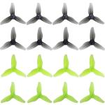 HOPLEX RC Propeller 2023 2 Inch 3-Blade Propeller 3 Holes Props for Gemfan Hurricane for 1105-1108 Brushless Motor RC Drone FPV Racing Toothpick 8CW 8CCW(Gray, Green)