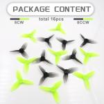 HOPLEX RC Propeller 2023 2 Inch 3-Blade Propeller 3 Holes Props for Gemfan Hurricane for 1105-1108 Brushless Motor RC Drone FPV Racing Toothpick 8CW 8CCW(Gray, Green)