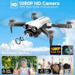 1080P Mini Drone with Camera with Light, WiFi Transmission, One Key Start Gestures Selfie, Waypoint Fly, 3D Flip, Headless Mode and App Control