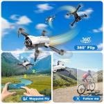 1080P Mini Drone with Camera with Light, WiFi Transmission, One Key Start Gestures Selfie, Waypoint Fly, 3D Flip, Headless Mode and App Control