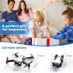1080P Mini Drone with Camera with Light, WiFi Transmission, One Key Start Gestures Selfie, Waypoint Fly, 3D Flip, Headless Mode and App Control