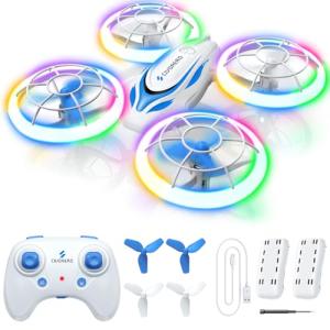 S60 Drone for Kids - RC Quadcopter with LED Lights, 2 Batteries, Altitude Hold and Full Propeller Protect, First Drones Toys Christmas Birthday Gifts for 8 9 10 11 12 13 14 Year Old Boys Girls, Blue