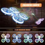 S60 Drone for Kids - RC Quadcopter with LED Lights, 2 Batteries, Altitude Hold and Full Propeller Protect, First Drones Toys Christmas Birthday Gifts for 8 9 10 11 12 13 14 Year Old Boys Girls, Blue