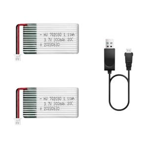 HAWK'S WORK 2 Pcs 3.7V Lipo Battery, 300 mAh Rechargeable Lithium Polymer Battery for RC Plane Helicopter Drone All Models & Toys (PH1.25 Connector)