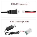 HAWK'S WORK 2 Pcs 3.7V Lipo Battery, 300 mAh Rechargeable Lithium Polymer Battery for RC Plane Helicopter Drone All Models & Toys (PH1.25 Connector)