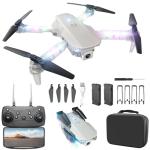Drone with Camera 1080P HD - Foldable FPV Mini Drones with LED Lights for Adults Kids and Beginners, Toys Gifts RC Quadcopter with One Key Take Off, 3D Flips for Boys Girls with 2 Batteries, White