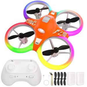 Drone for Kids with Colorful Light, Mini Indoor Drone Toy with 360° Flip, Altitude-Hover, Self-Rotation, 3 Speed Modes, Small Rc Drone Quadcopter with 2 Batteries for Boys Girls and Beginners
