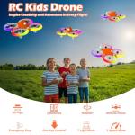 Drone for Kids with Colorful Light, Mini Indoor Drone Toy with 360° Flip, Altitude-Hover, Self-Rotation, 3 Speed Modes, Small Rc Drone Quadcopter with 2 Batteries for Boys Girls and Beginners