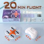 Drone for Kids with Colorful Light, Mini Indoor Drone Toy with 360° Flip, Altitude-Hover, Self-Rotation, 3 Speed Modes, Small Rc Drone Quadcopter with 2 Batteries for Boys Girls and Beginners