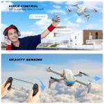 SIMREX Brushless Motor FPV Drone with 4K Camera for Adults, Foldable RC Quadcopter with Optical Flow & Altitude Hold, WiFi Live Video, Gesture/Voice Control, Trajectory Flight (Gray)