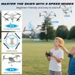 SIMREX Brushless Motor FPV Drone with 4K Camera for Adults, Foldable RC Quadcopter with Optical Flow & Altitude Hold, WiFi Live Video, Gesture/Voice Control, Trajectory Flight (Gray)