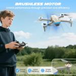 SIMREX Brushless Motor FPV Drone with 4K Camera for Adults, Foldable RC Quadcopter with Optical Flow & Altitude Hold, WiFi Live Video, Gesture/Voice Control, Trajectory Flight (Gray)