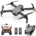 Foldable Drones for Kids Beginners - With 1080P HD Camera, FPV Remote Control Quadcopter, One Key Start/Land, Altitude Hold, 2 Batteries RC Helicopter Toys Gifts for Boys (Raven)