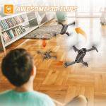 Foldable Drones for Kids Beginners - With 1080P HD Camera, FPV Remote Control Quadcopter, One Key Start/Land, Altitude Hold, 2 Batteries RC Helicopter Toys Gifts for Boys (Raven)