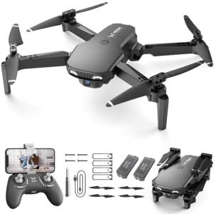 NEHEME Drones for Kids with Camera - Remote Control Helicopter Toys Gifts for Boys Girls, 1080P HD FPV RC Quadcopter for Adults, One Key Start/Land, Altitude Hold, Gravity Control, 2 Batteries, Black