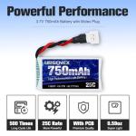 URGENEX RC Drone Battery 3.7V 750mAh 25C Lipo Battery with Molex Plug Compatible with SYMA Holy Stone Drone X5 X5C-1 X5C X5SW and Most Quadcopter Aircraft Parts with 5in1 Battery Charger