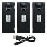 sea jump 3PCS 3.7V 1000mAh Lipo Battery with USB Charging Cable Suitable for E88 E88MAX E99 E99MAX BD101 P15PRO P8 A13 A15 K10MAX RC Drone, Aerial Quadcopters High-Capacity Battery Spare Parts