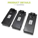 sea jump 3PCS 3.7V 1000mAh Lipo Battery with USB Charging Cable Suitable for E88 E88MAX E99 E99MAX BD101 P15PRO P8 A13 A15 K10MAX RC Drone, Aerial Quadcopters High-Capacity Battery Spare Parts