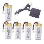 sea jump Accessories 5PCS 3.7V 600mah Lithium Battery with 5in1 Charger for SYMA X600W X700 X700W Aerial Photography Quadcopter Accessories Remote Control Drone Lithium Battery