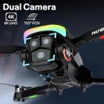 Drone with 4K Camera Screen Remote Control,RGB LED Light FPV Drone Quadcopter for Adults Beginners,Headless Mode Altitude Hold Optical Flow Positioning,One Key Start/Land Foldable,3 Speed Modes