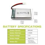 sea jump 2PCS 3.7V 800mAh 25C Lipo Battery with Molex Plug and USB Charging Cable Compatible with WLtoys SYMA Most Drone, Quadcopters, Aerial Drones, Gliders, Robot Batteries