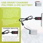 sea jump 2PCS 3.7V 800mAh 25C Lipo Battery with Molex Plug and USB Charging Cable Compatible with WLtoys SYMA Most Drone, Quadcopters, Aerial Drones, Gliders, Robot Batteries