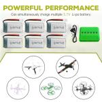sea jump 6PCS 3.7V Lipo Battery 420mAh 25C with 6in1 Charger Molex Plug Compatible with Most RC Drone Quadcopters, Aerial Drones, Gliders, Robot Batteries