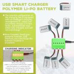 sea jump 6PCS 3.7V Lipo Battery 420mAh 25C with 6in1 Charger Molex Plug Compatible with Most RC Drone Quadcopters, Aerial Drones, Gliders, Robot Batteries