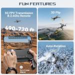 Brushless Motor Drone with Camera for Adults 4K,Optical Positioning,Long Range 5G FPV Video Transmission,120°FOV Camera, 90°Adjustable Lens,2Batteries, Carrying Case, Easy for Beginner,Under249G