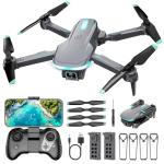 Drone with Camera 1080P HD, FPV Foldable Mini Drone for Beginners Kids Boys Girls, with 2 recharging Batteries, Carrying Case, One Key Start, Stable Hover, Trajectory Flight, Toys Gifts (Silver)