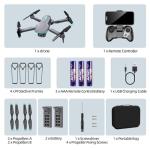 Drone with Camera 1080P HD, FPV Foldable Mini Drone for Beginners Kids Boys Girls, with 2 recharging Batteries, Carrying Case, One Key Start, Stable Hover, Trajectory Flight, Toys Gifts (Silver)