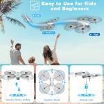 Drone with Camera for Adults, HD FPV Drones with Upgrade Altitude Hold, One-Key Take Off/Landing, Voice Control, Headless Mode, 2 Batteries, Toys Gifts for Teen Boys Girls, Beginner