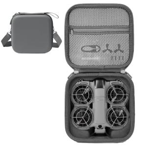 YAJOJO Carrying Case for DJI Neo 2, Small PU Hard Shell with Shoulder Strap,Compatible with DJI Neo 2 and Drone Accessories, Soft Lining, with Mesh Pocket,Gray