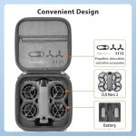 YAJOJO Carrying Case for DJI Neo 2, Small PU Hard Shell with Shoulder Strap,Compatible with DJI Neo 2 and Drone Accessories, Soft Lining, with Mesh Pocket,Gray