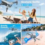 FPV Drone with Camera 1080P HD - Foldable RC Quadcopter for Adults Beginners Kids, Voice Control, Gesture Selfie, Headless Mode, 2 Batteries 30 Min Long Flight Time, Portable Travel Case, Beginner Friendly Drone