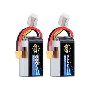 Zeee Premium Pro 1550mAh 4S Lipo Battery 14.8V 150C Ultra-Low IR Soft Pack RC Battery with XT60 Plug for FPV Drone Quadcopter Racing Helicopter Airplane RC Boat RC Car RC Models(2 Pack)