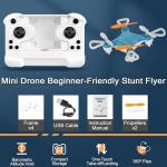 All-Ages Mini Drone with Easy Stunt Flights & 360° Tricks - Perfect Beginner-Friendly Flyer, Mini Drone for Kids with LED & Altitude Hold & Propeller Protection, 360°flips, For Indoor Outdoor (2*Mix)