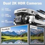 GPS Drone with Dual 2K QHD Cameras for Beginners, Adults & Kids, Brushless Motor with WiFi FPV, Under 249g, 90° Adjustable Lens, Optical Flow, Auto Return, 5G Transmission, Gesture Photos, Altitude Hold, 40-Min Flight, Foldable — RC Quadcopter Gift