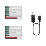 HAWK'S WORK 2 Pcs 3.7V Lipo Battery, 300 mAh Rechargeable Lithium Polymer Battery for RC Plane Helicopter Drone All Models & Toys (XH2.54 Connector)