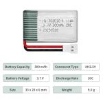 HAWK'S WORK 2 Pcs 3.7V Lipo Battery, 300 mAh Rechargeable Lithium Polymer Battery for RC Plane Helicopter Drone All Models & Toys (XH2.54 Connector)