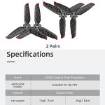 4 Pcs Carbon Fiber Propeller for DJI FPV, Ultra Light and Wear-Resistant Propeller Replacements CW & CCW Low Noise 3-Blade Drone Wings Props for DJI FPV Accessories - 2 Pairs