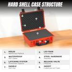 Jack Boss 16x 12.8x 6.8 Inch Hard Case, Portable Weather Waterproof Protective Camera Case with Customizable Foam, Fit Use of Drones, Camera, Equipments, Orange