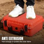 Jack Boss 16x 12.8x 6.8 Inch Hard Case, Portable Weather Waterproof Protective Camera Case with Customizable Foam, Fit Use of Drones, Camera, Equipments, Orange