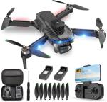 Drones for Adults with Emergency Stop,4K Drones with Camera for Kids, Headless Mode, 360° Flips, Carrying Case & 2 Batteries,Wireless RC Toys for Boys Girls-Black