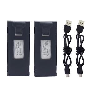 sea jump 2PCS 3.7V 1800mAh Lithium Battery with USB Charging Cable for E88 E88PRO E88MAX E525 E99 E99PRO P1 P5PRO K3 S1 P8 RC Quadcopter Accessories Drone Backup LiPo Battery