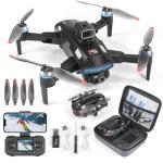 Drone With 4K HD Dual Camera,RC Quadcopter with 2 Batteries,Altitude Hold, One Key Take Off/Landing,Gesture Selfie,Waypoint Fly,Headless Mode,3D Flip,3 Speeds Modes,Drones Gift for Beginners. (Black)