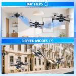 Drone With 4K HD Dual Camera,RC Quadcopter with 2 Batteries,Altitude Hold, One Key Take Off/Landing,Gesture Selfie,Waypoint Fly,Headless Mode,3D Flip,3 Speeds Modes,Drones Gift for Beginners. (Black)